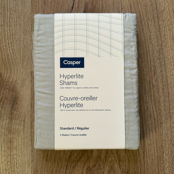 Casper Hyperlite Shams Tencel Cooling Standard Shams Pillowcases Light Blue Gray - Picture 2 of 6